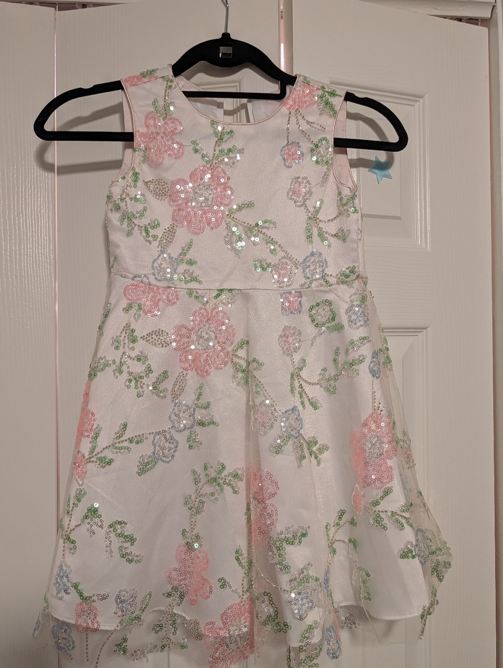 Rare Editions Little Girls Beaded Sequin Social Dress Gently Used Size 6